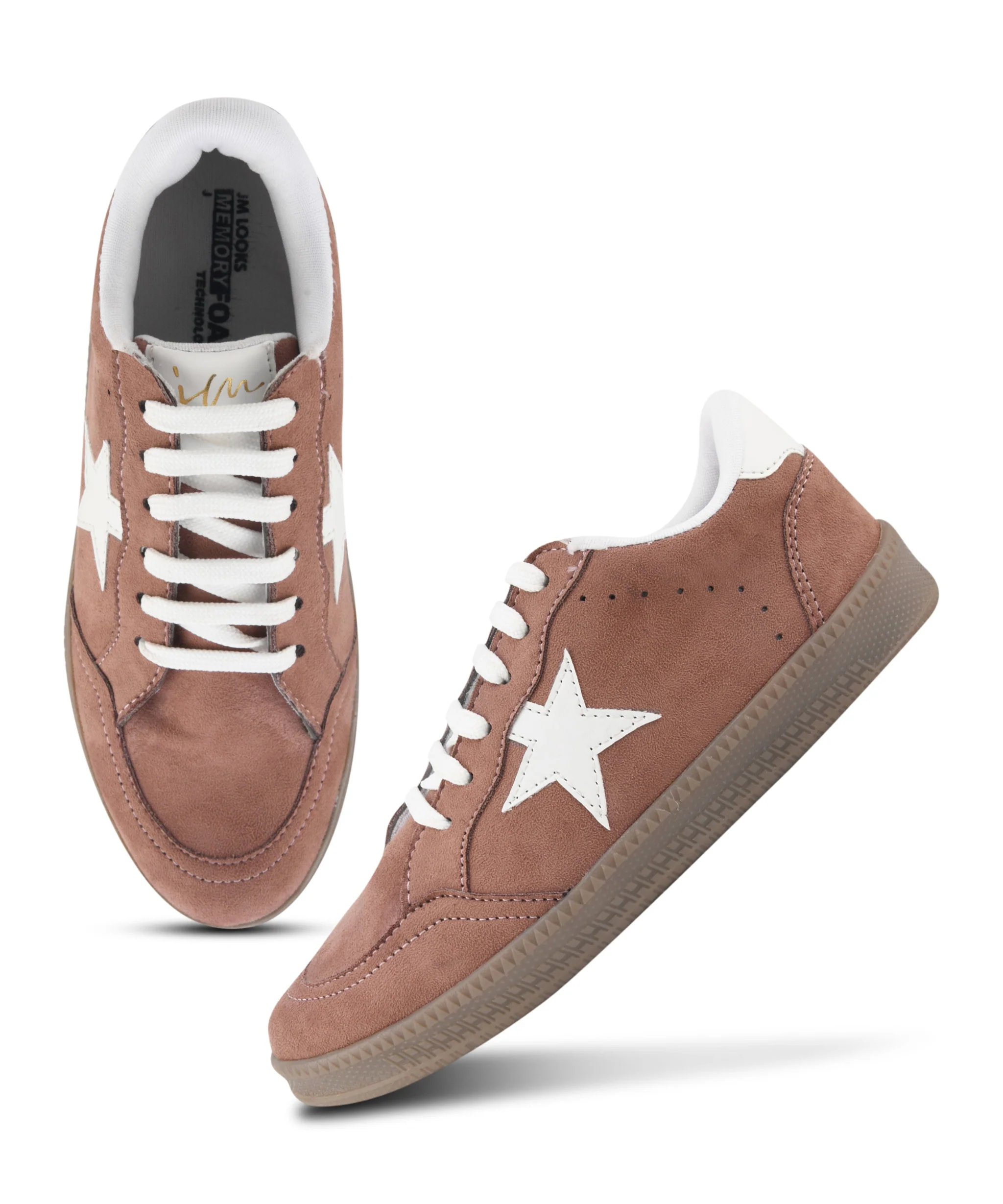 Vintage Inspired Star Sneakers for Women: Suede Lace-Up Shoes with Gum Sole - Image 11