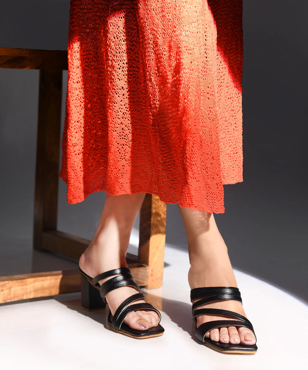 Strappy Block Heel Mules for Women with Square Open Toe - Image 3