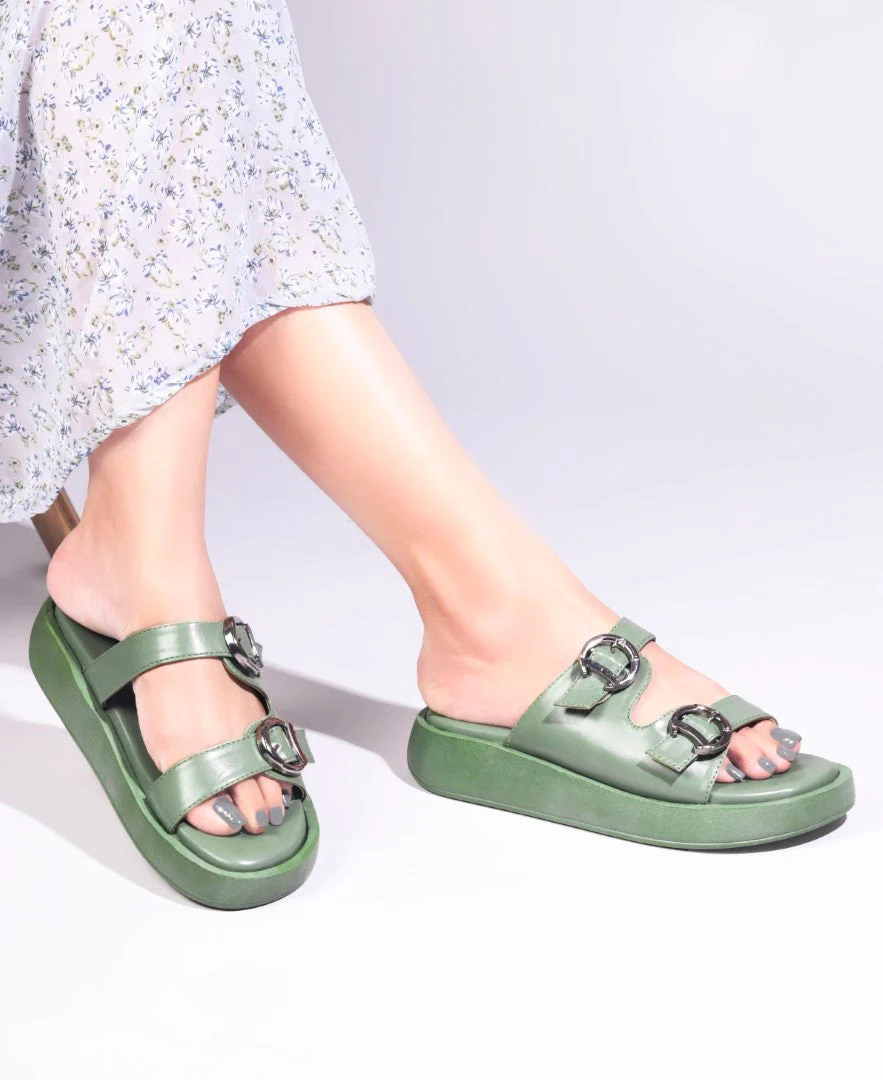 Women's Double Buckle Platform Slide Sandals with Chunky Sole | JM Looks - Image 14