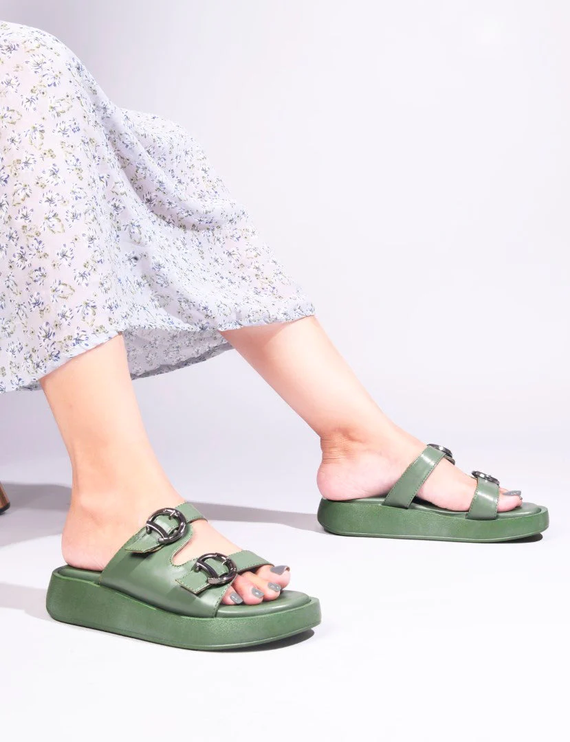 Women's Double Buckle Platform Slide Sandals with Chunky Sole | JM Looks - Image 16