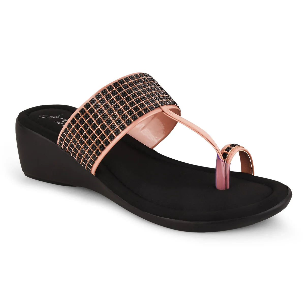 Women Embellished Wedge Sandals for Women with T-Strap Toe-Ring - Image 11