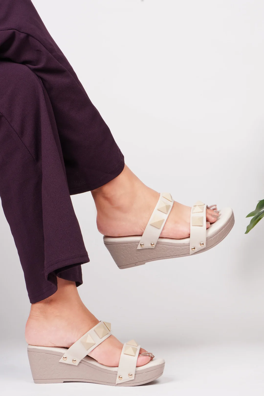 Studded Platform Wedge Heels for Women with Open Toe Straps - Image 15