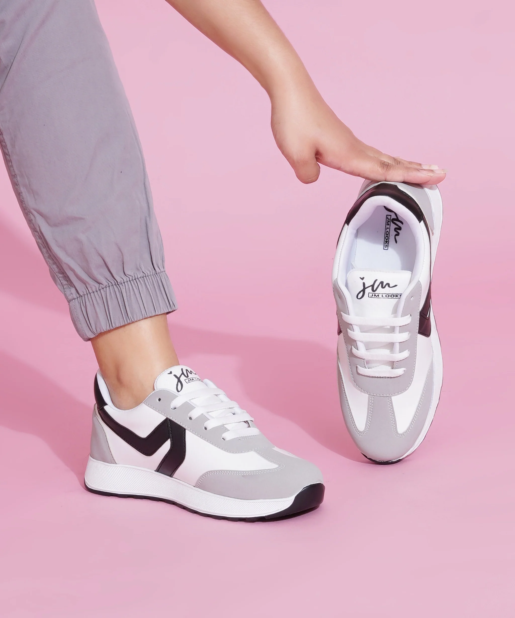 Women’s Casual Lace-Up Sneakers with Contrast Panels - Image 9