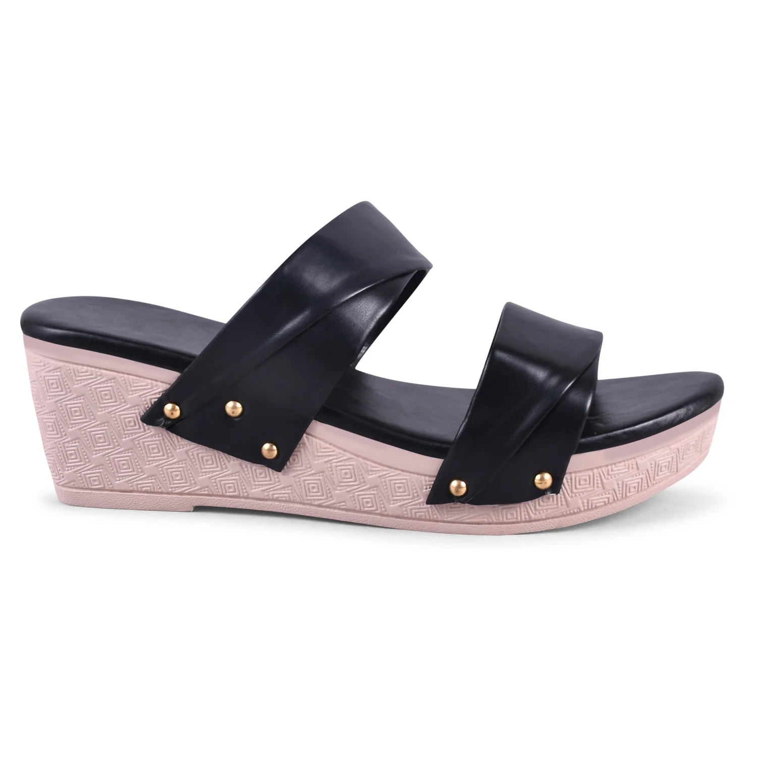Jm Looks Women's Dual Strap Wedge Slides Sandals with Comfortable Platform Sole - Image 3