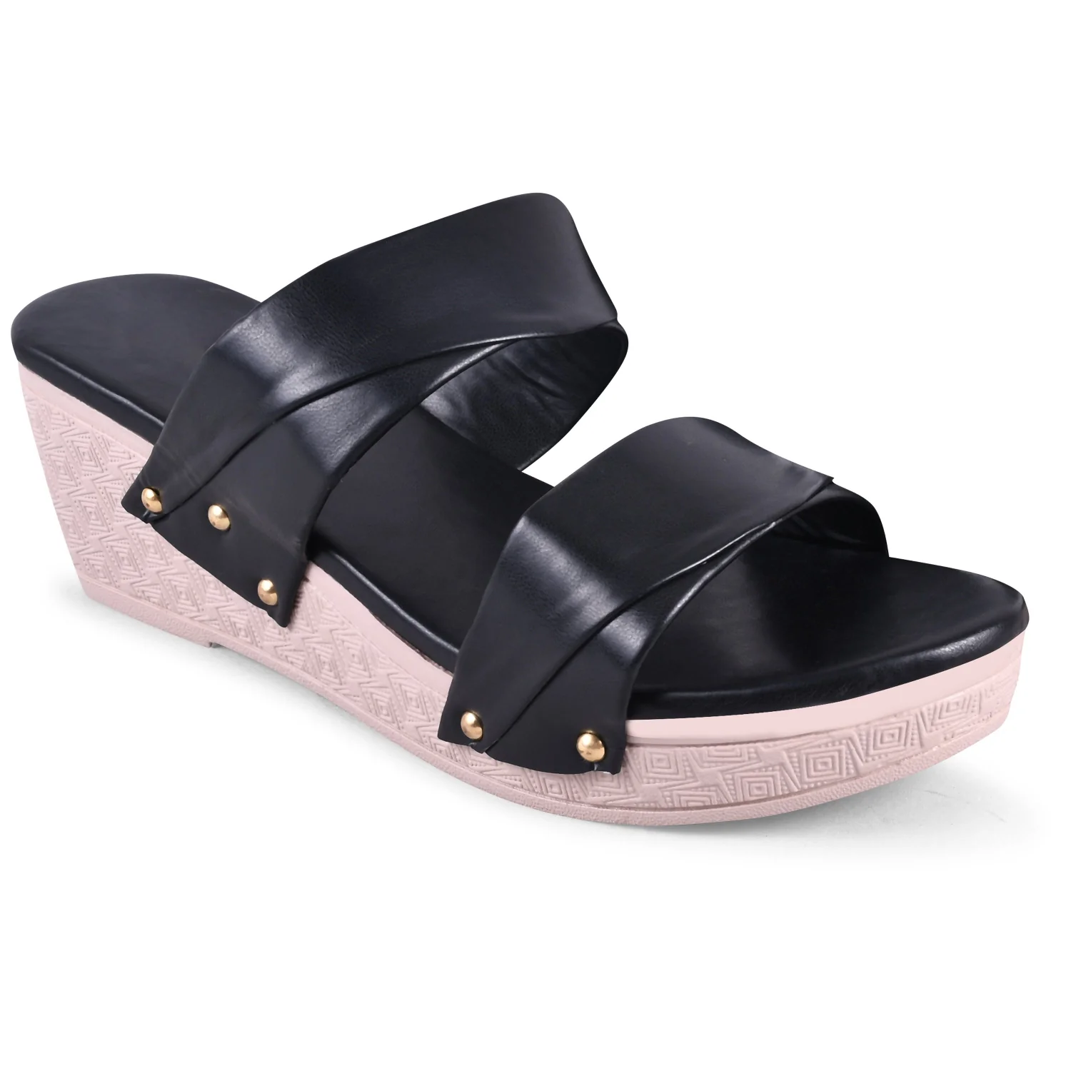 Jm Looks Women's Dual Strap Wedge Slides Sandals with Comfortable Platform Sole - Image 4
