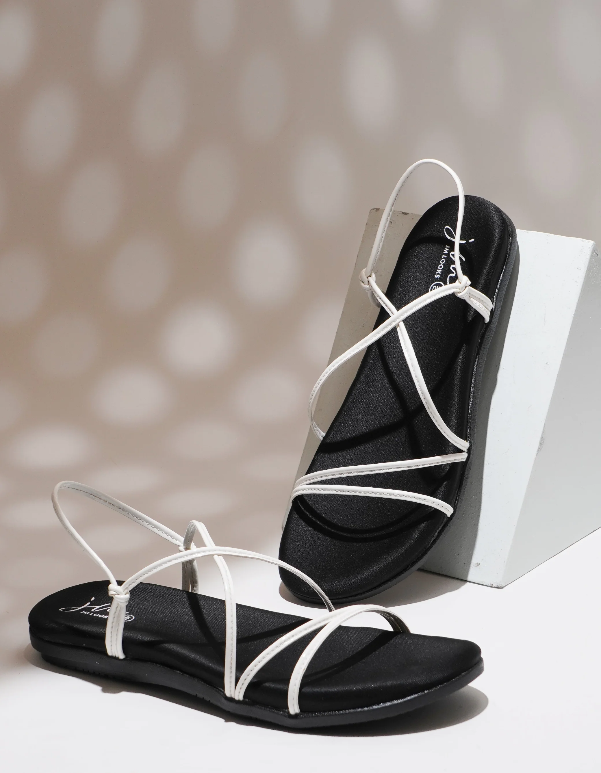 Jm Looks Women's Strappy Flat Sandals with Thin Cross Straps & Slingback - Image 10