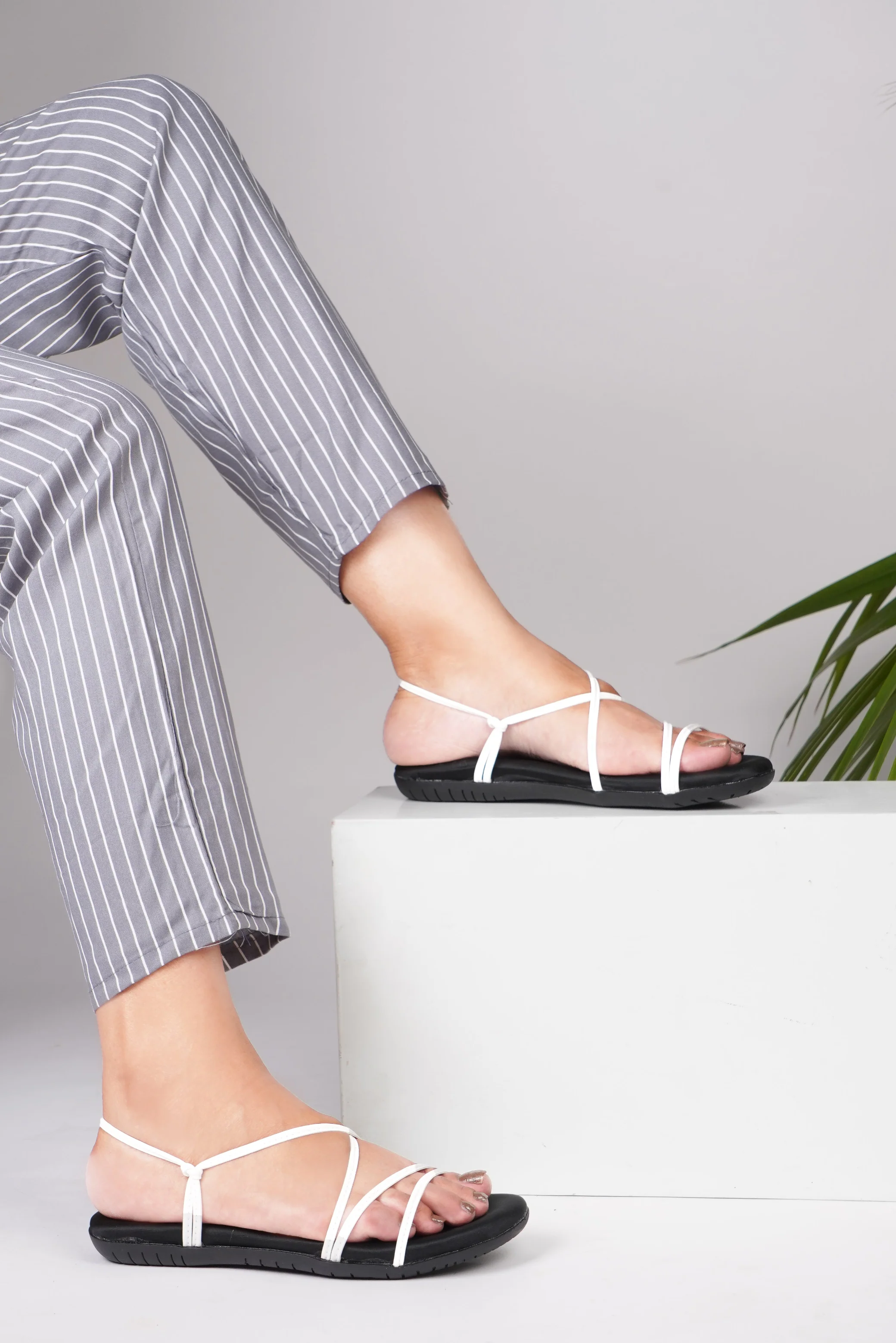 Jm Looks Women's Strappy Flat Sandals with Thin Cross Straps & Slingback - Image 12