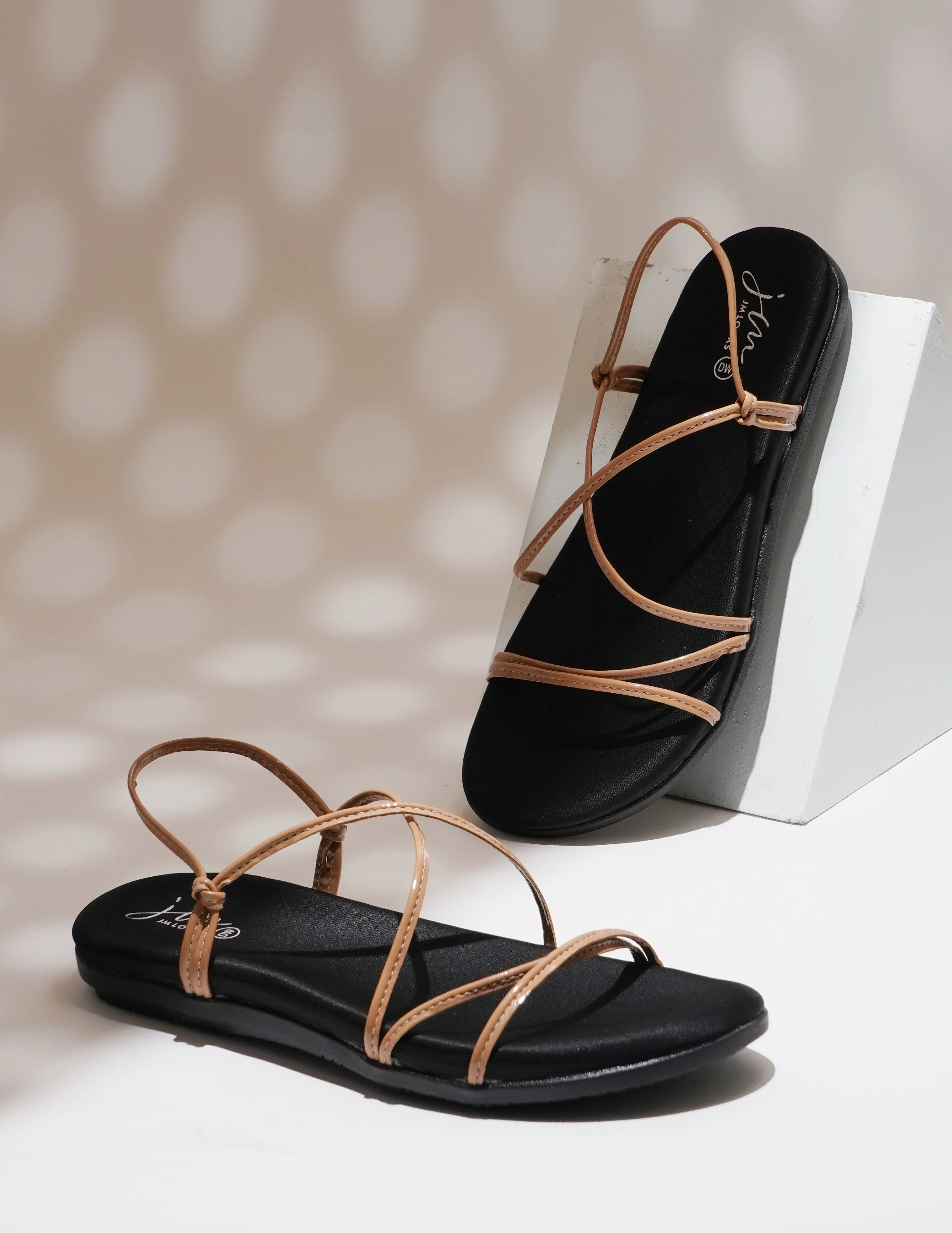 Jm Looks Women's Strappy Flat Sandals with Thin Cross Straps & Slingback - Image 6