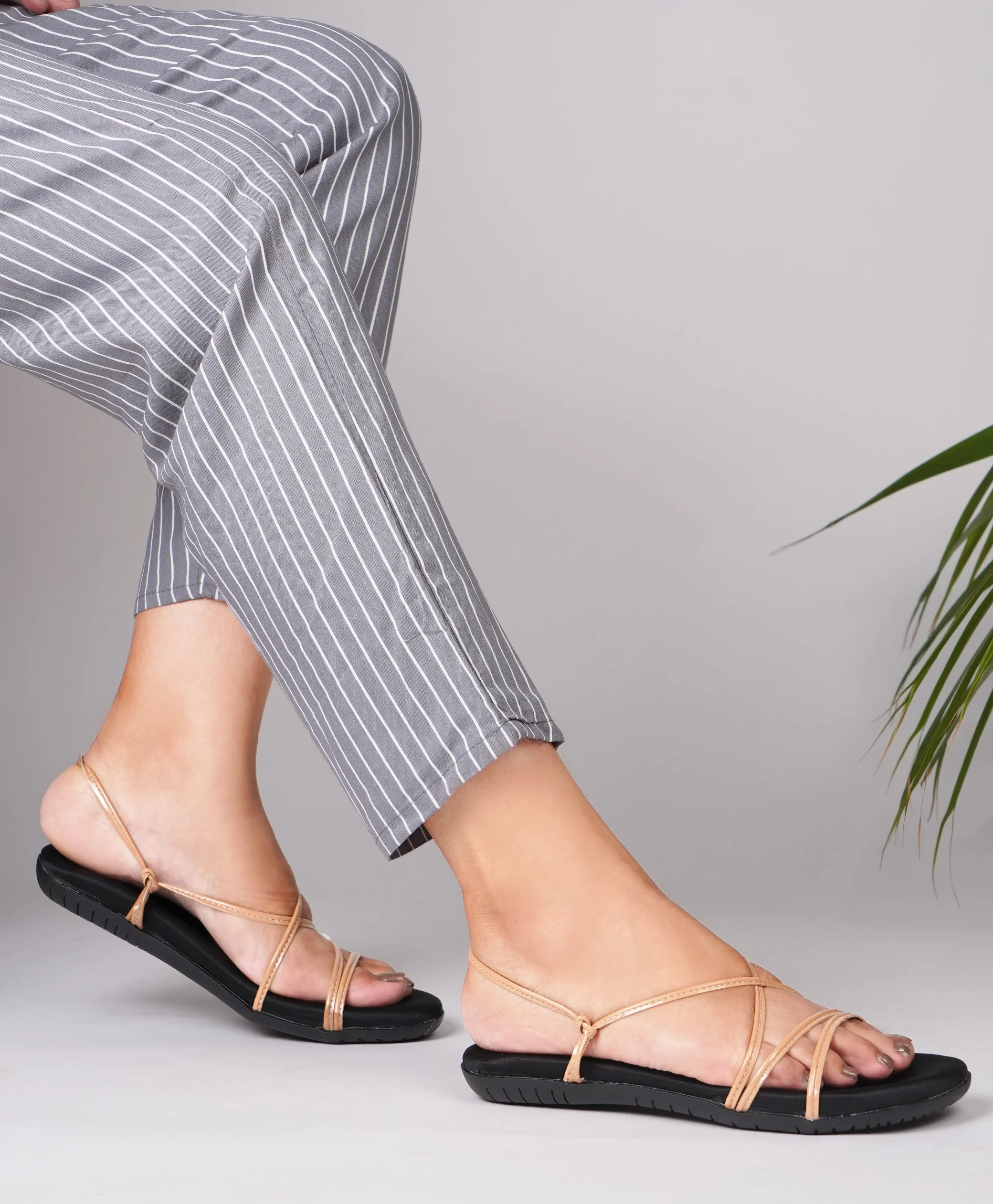 Jm Looks Women's Strappy Flat Sandals with Thin Cross Straps & Slingback - Image 8
