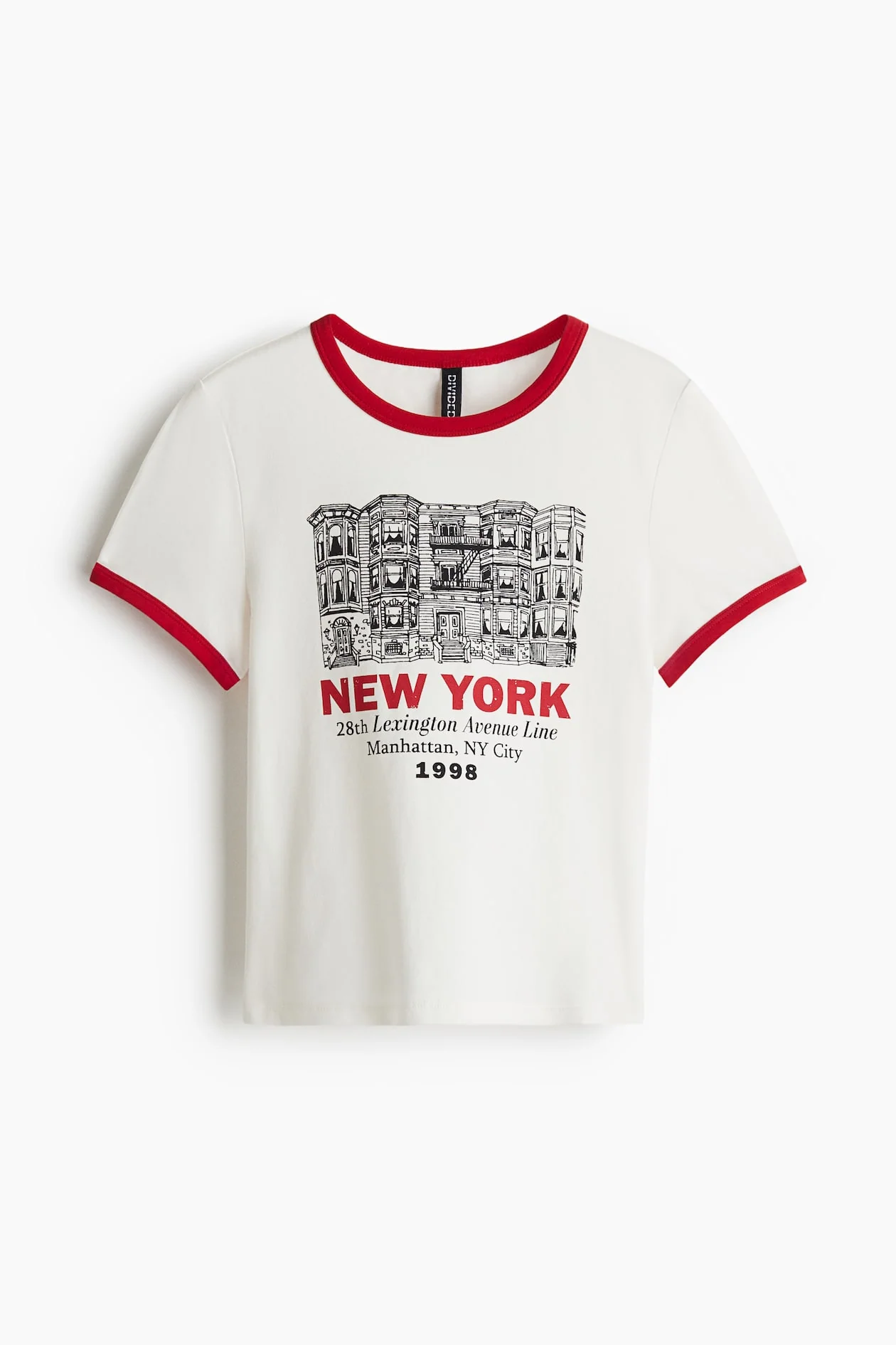 Women's White Graphic Ringer Crop Top Tee - Image 3