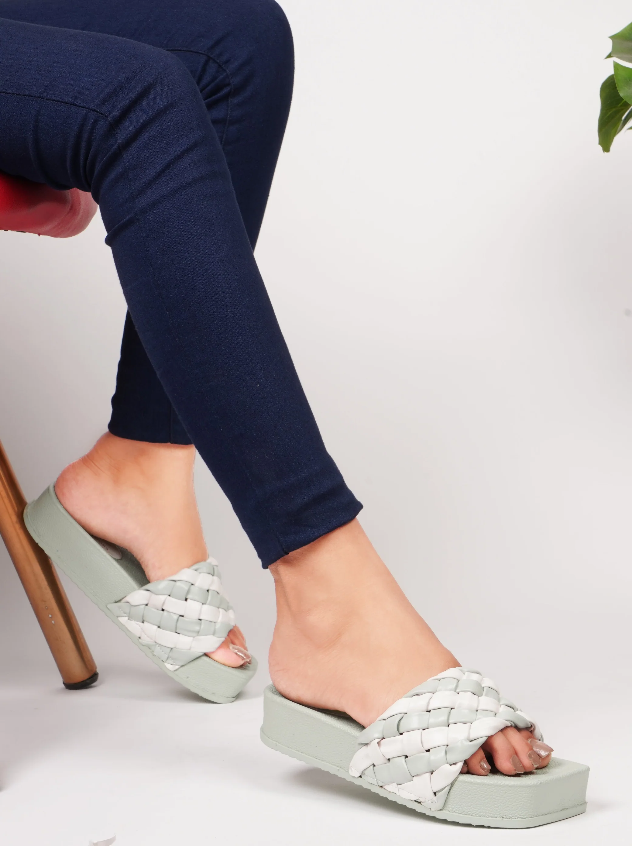 Woven Braided Platform Slides Padded Strap Casual Summer Wedge Sandals - Image 16