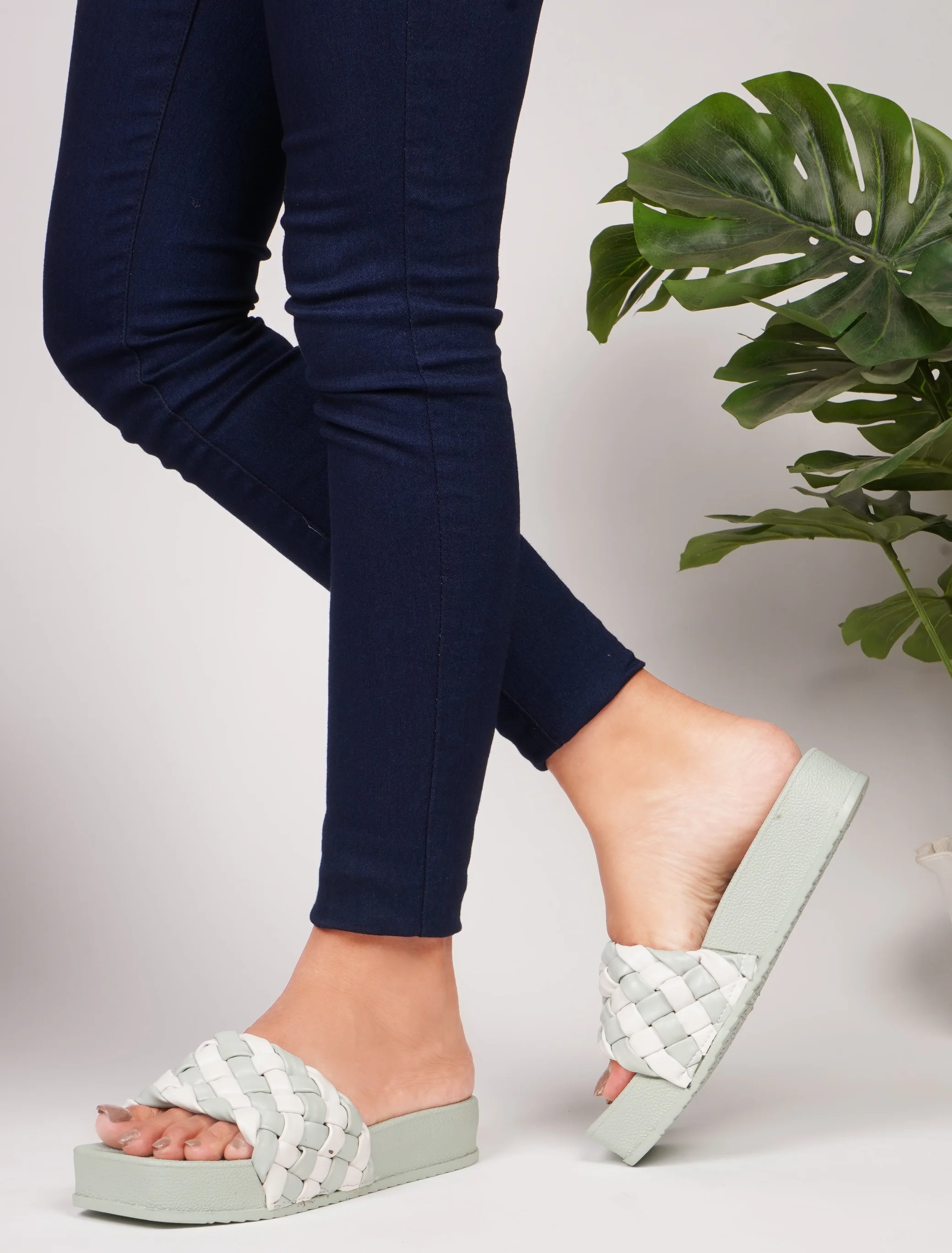 Woven Braided Platform Slides Padded Strap Casual Summer Wedge Sandals - Image 17