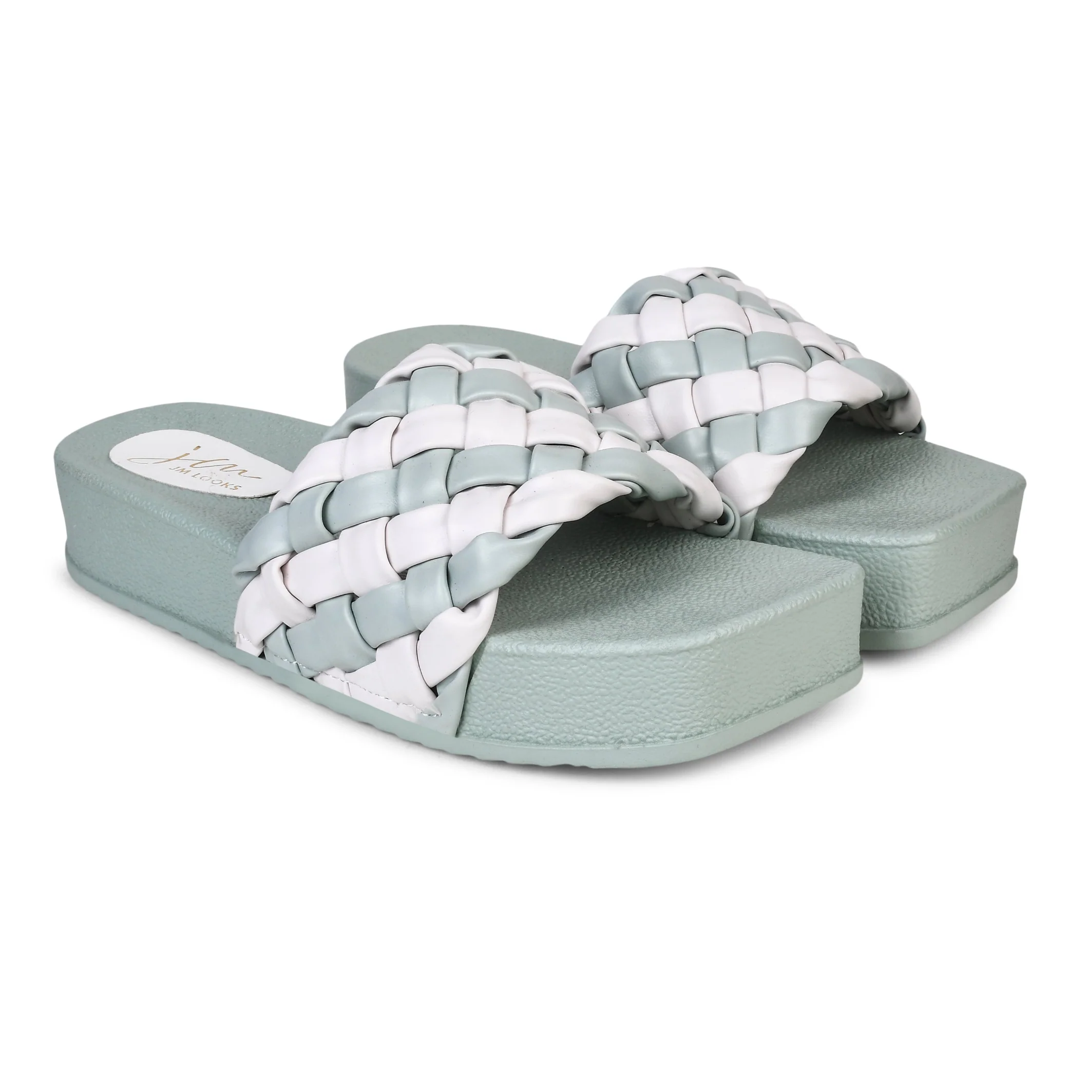 Woven Braided Platform Slides Padded Strap Casual Summer Wedge Sandals - Image 18