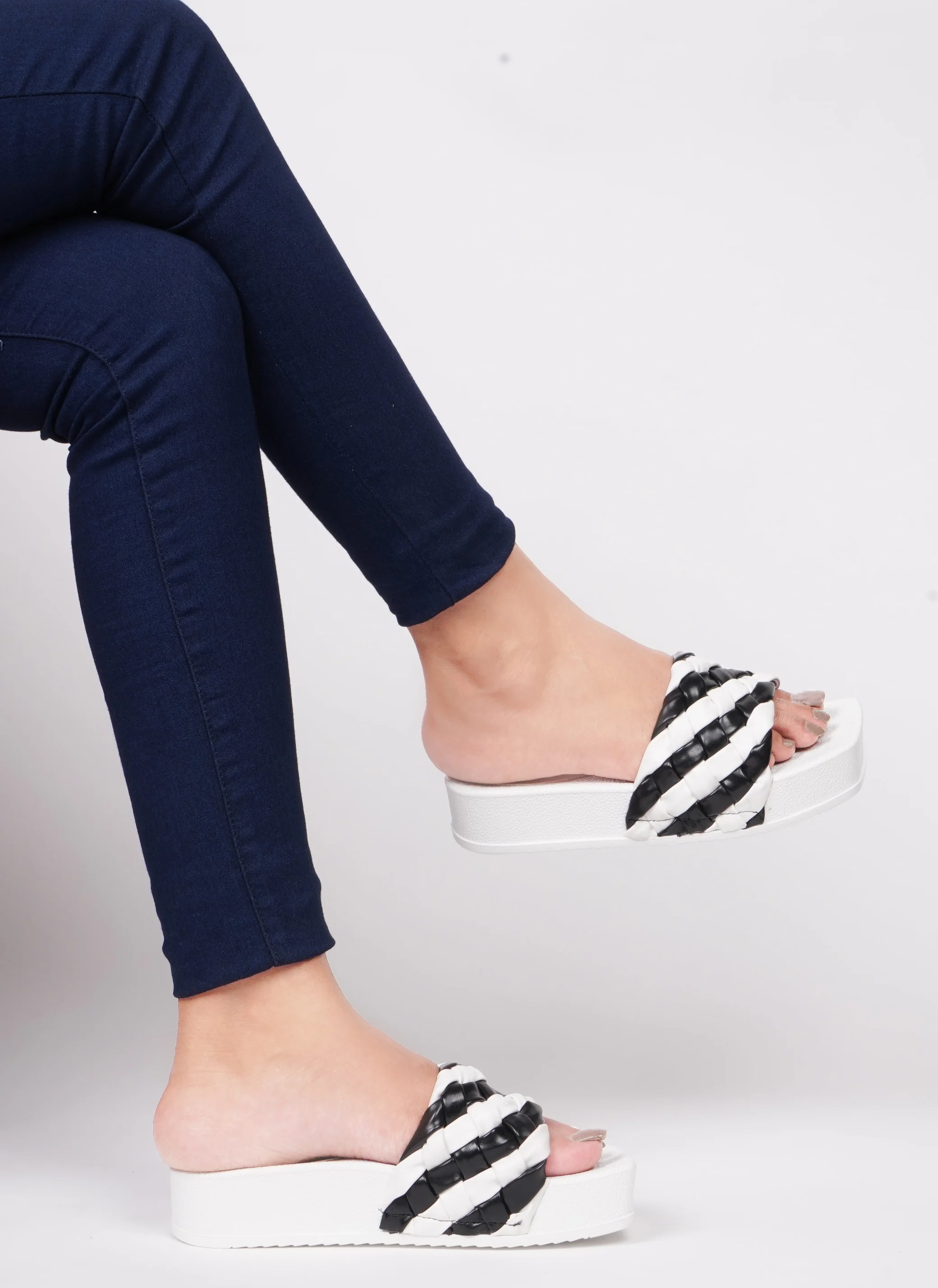 Woven Braided Platform Slides Padded Strap Casual Summer Wedge Sandals - Image 20