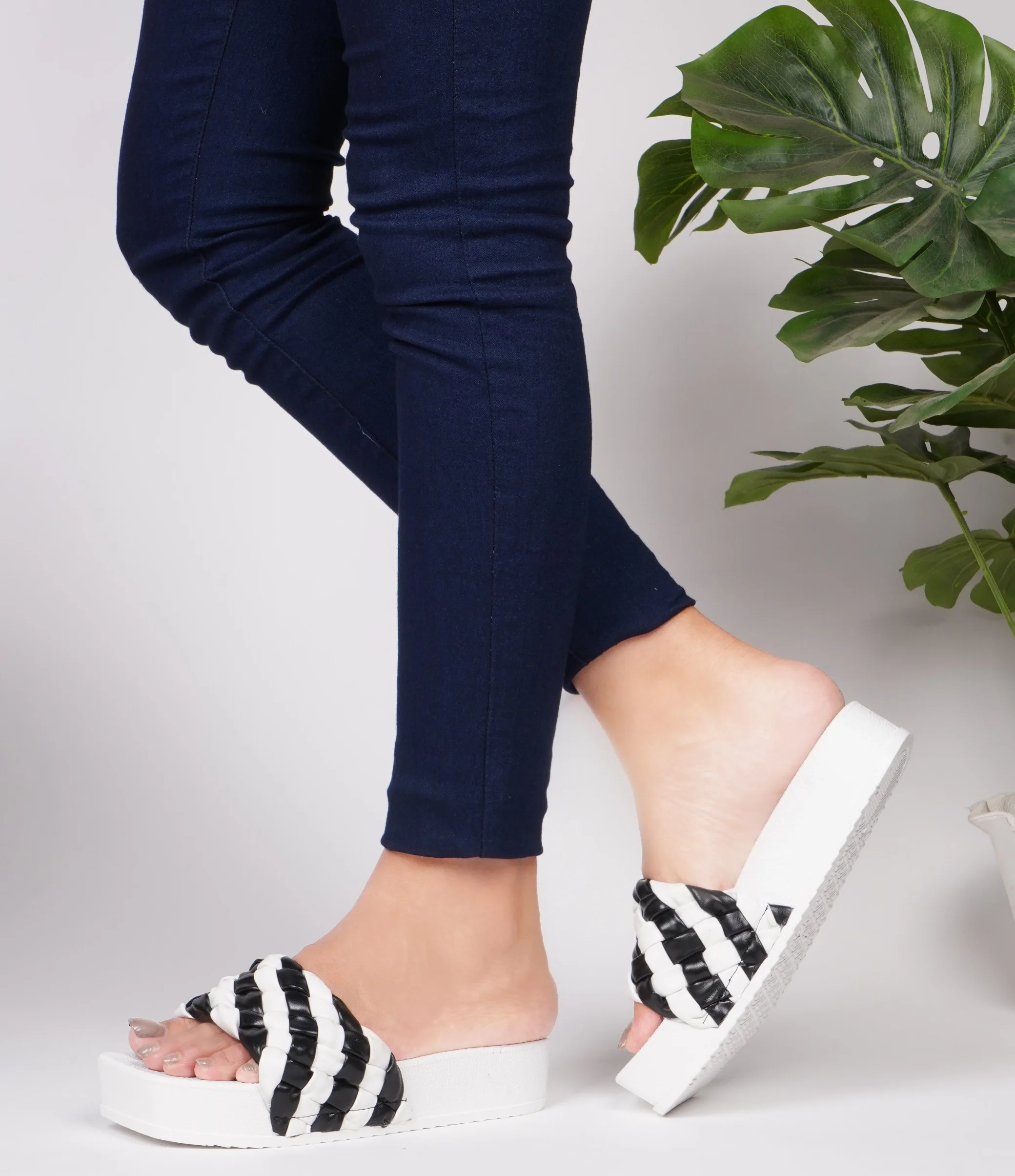 Woven Braided Platform Slides Padded Strap Casual Summer Wedge Sandals - Image 22