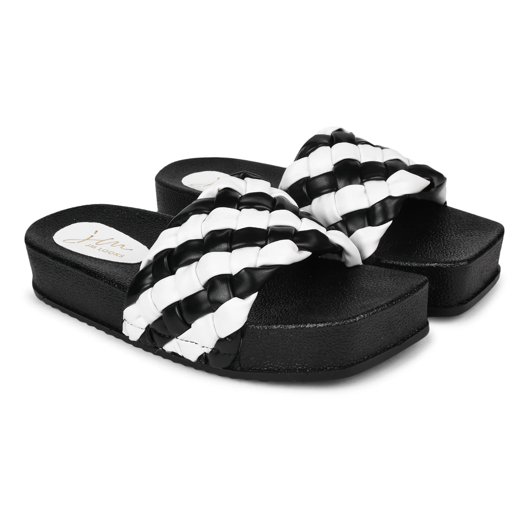 Woven Braided Platform Slides Padded Strap Casual Summer Wedge Sandals - Image 6